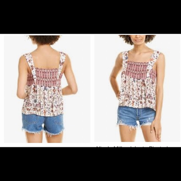 NOT FOR SALE NWT Nicole Miller Jakarta Print Pleated Tank in Brown Multicolor - Picture 4 of 7